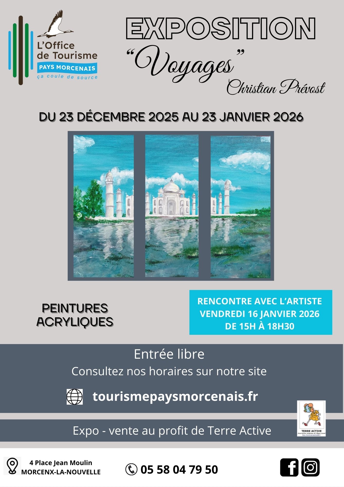 « Voyages » une exposition peintures de Christian Prevost à découvrir à l&rsquo;Office de Tourisme du Pays Morcenais